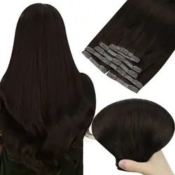 Vesunny Seamless Pu Clip in Human Hair Extensions 14-20 Inch Hair Straight Machine Remy Brazilian 120G Skin Weft 7pc/Set