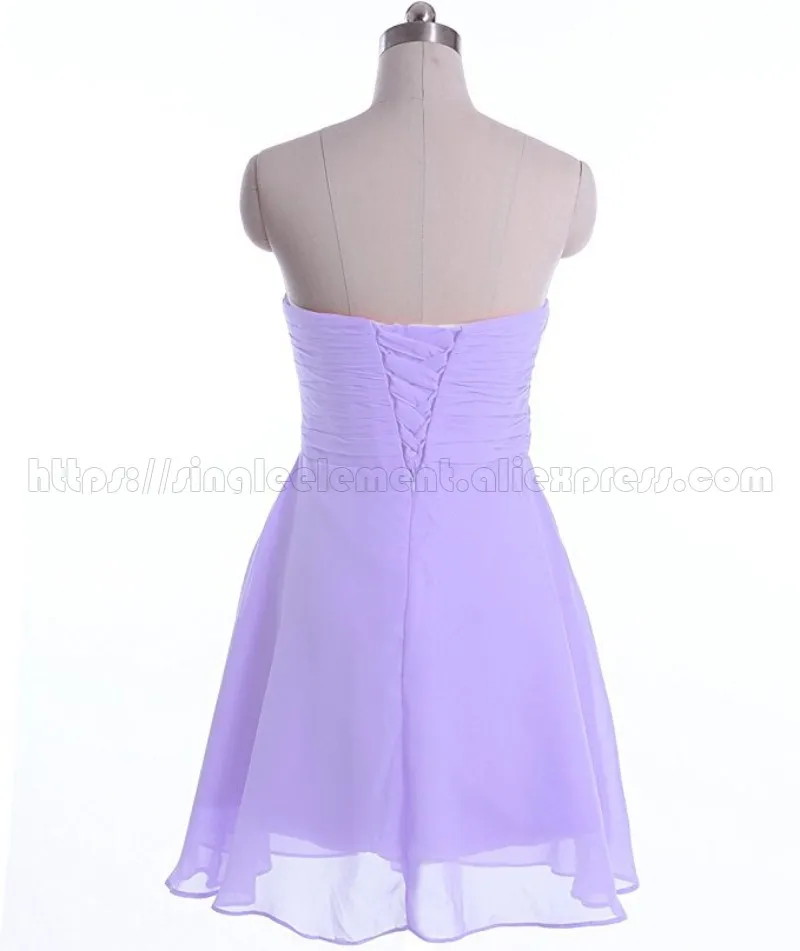 Фабричное Настоящее фото сиреневое шифоновое Короткое Платье Для подружки невесты свадебное платье для подростка