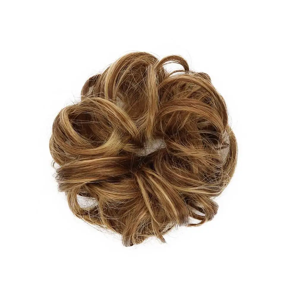 

Free Beuaty Synthetic Curly Chignon Ombre Black Blond Dun Brown Women Donut Hair Buns Braided Clip In Chignons Heat Resistant