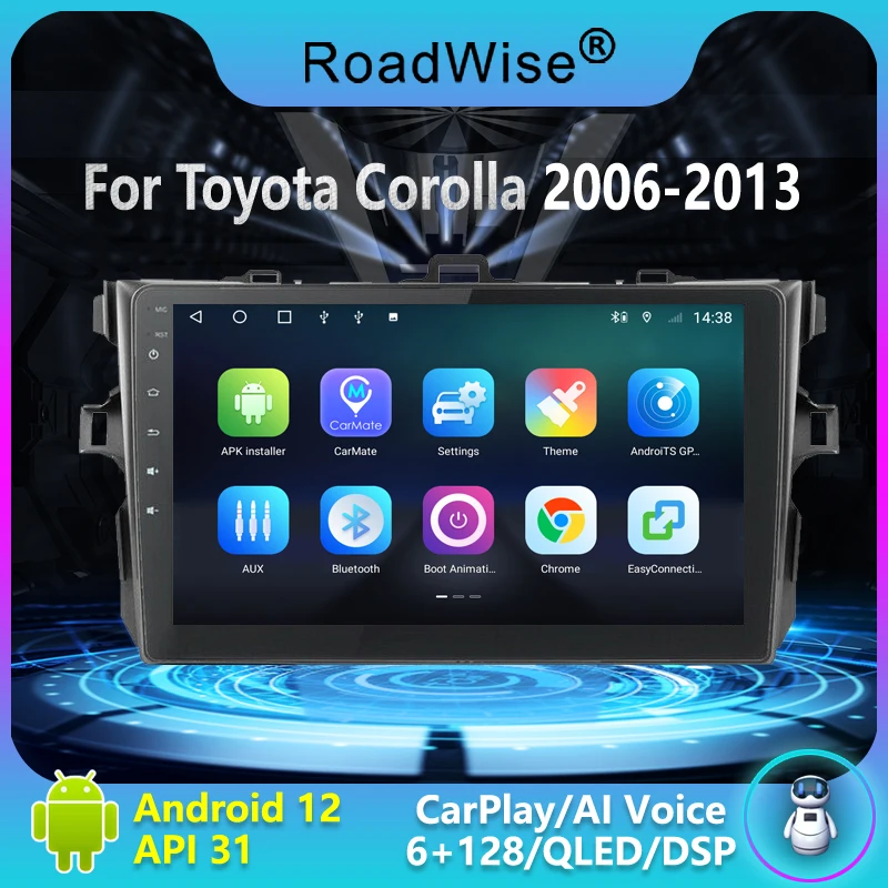 Автомагнитола на Android 12 для Toyota Corolla E140/150 2006 2007 2008 2009 2010 2011 2012 2013 мультимедийный