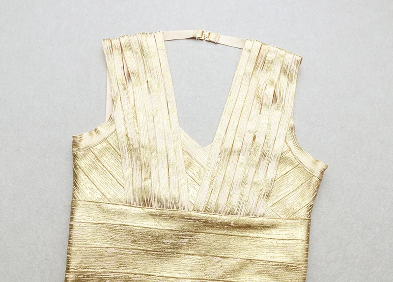 Vestidos Для женщин сексуальный бронзового цвета кисточкой золото Бандажное платье Элегантное Леди Знаменитости Вечерние платья
