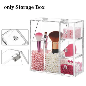 

Bedroom Universal Dust Proof Makeup Brush Storage Box With Lid Cosmetics Organizer Home Display With Drawers Transparent Acrylic