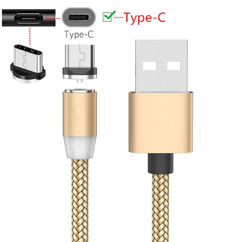 Магнитный зарядный кабель типа C для samsung A20E A50 A70 huawei P20 lite P30 Pro mate 20 Honor 10 9 QC 3,0 USB быстрое зарядное устройство - Тип штекера: Only Gold 1M Cable