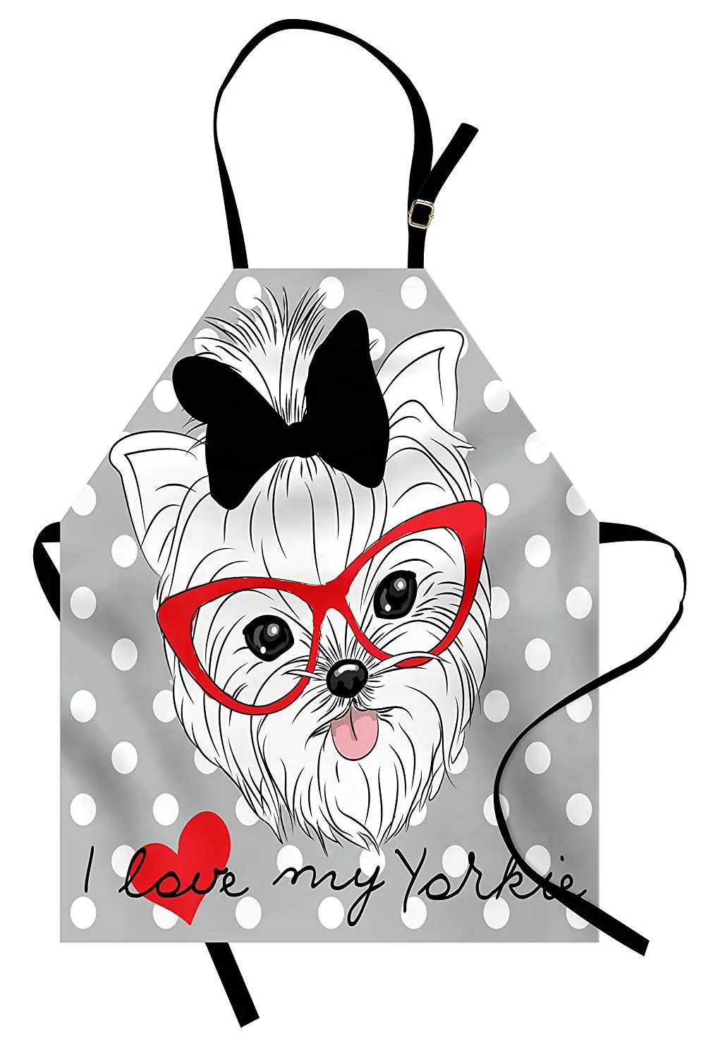 Кухонный Фартук с наклонной головой терьера I Love My Yorkie красные очки Nerd Heart в