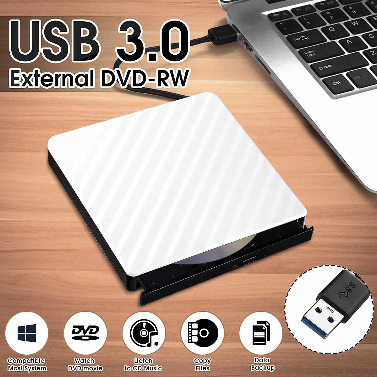 Портативный USB 3 0 DVD-ROM Оптический привод внешний тонкий CD ROM дисковый ридер