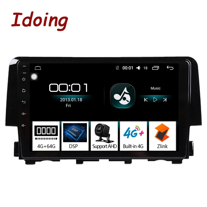 Idoing " DSP 4G+ 64G Восьмиядерный автомобильный Android 8,1 Радио мультимедийный плеер для Honda civic 10- gps навигация no 2 din dvd