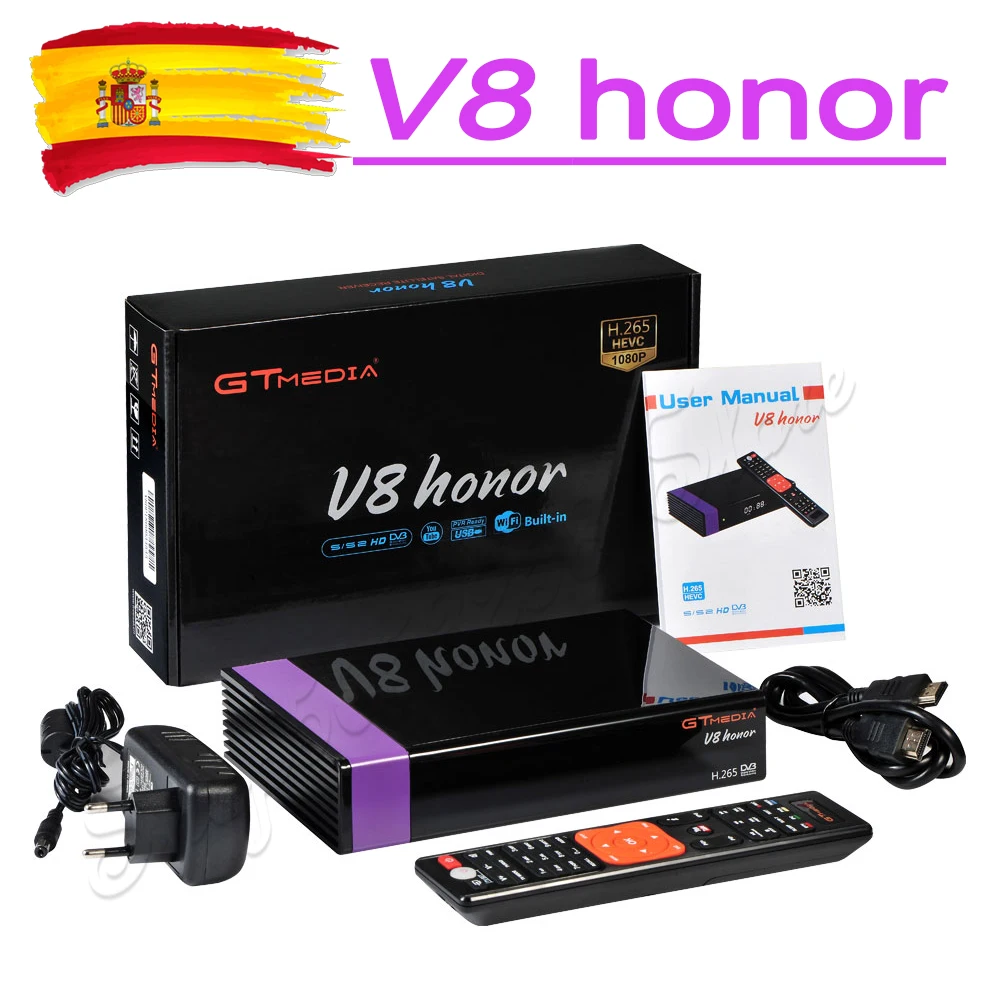 Испания GTMedia V8 Honor спутниковый ресивер встроенный WiFi+ 2 года Европа Cline Full HD DVB-S2/S Freesat V8 NOVA Receptor