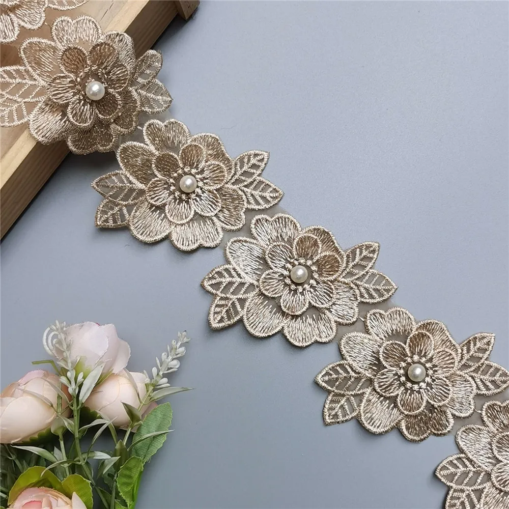 1Yard Flower Embroidered Trim  Lace Ribbon DIY Wedding Sewing Edging Craft DIY 