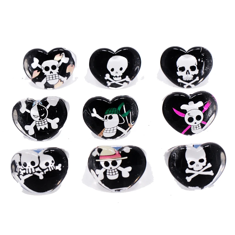 Finger Ring Ring Set 10/20pcs Cartoon Black Skull Samurai Pirate Kids Boy Rings Halloween Acrylic Jewelry Children Party Gift