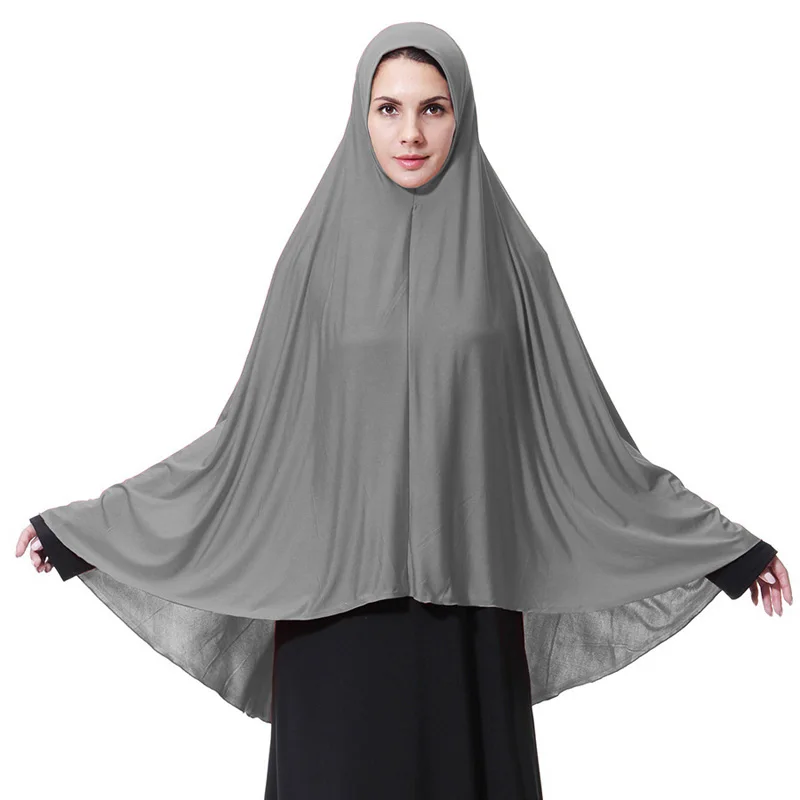 Gray Funklouz мусульманский длинный хиджаб шифон Niqab Burqa тюрбан исламский петля шарф женский платок молитва одежда - Цвет: Gray