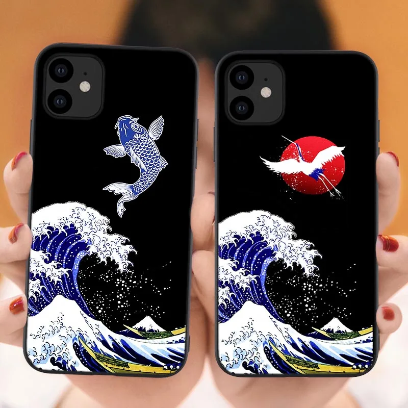 Большая волна канагава чехол для iphone 11 Pro Max класса люкс Япония арт koi Рыбы крышка