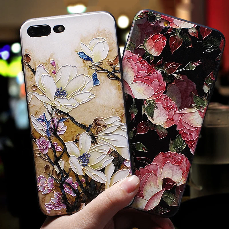 

3D Emboss flower Case for iphone 4 4s 5 5s SE 6 6s 7 8 Plus X Luxury Floral Cover for iphone XS XR XS Max 5.8 6.1 6.5 2019 Case