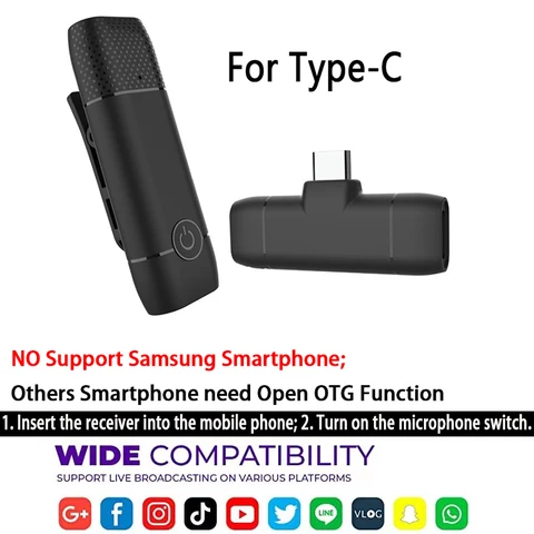 Lavalier Portable Microphone Audio Video Recording Phone Mini Mic For Youtube Facebook Live Broadcast For Android IOS