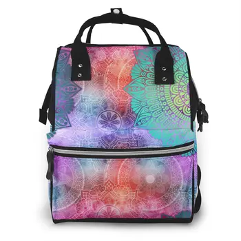 

Mummy Bag Rainbow Mandalas Nappy Backpack Large Capacity Stroller Bag Mom Baby Multi-function Waterproof Outdoor Diaper Bags