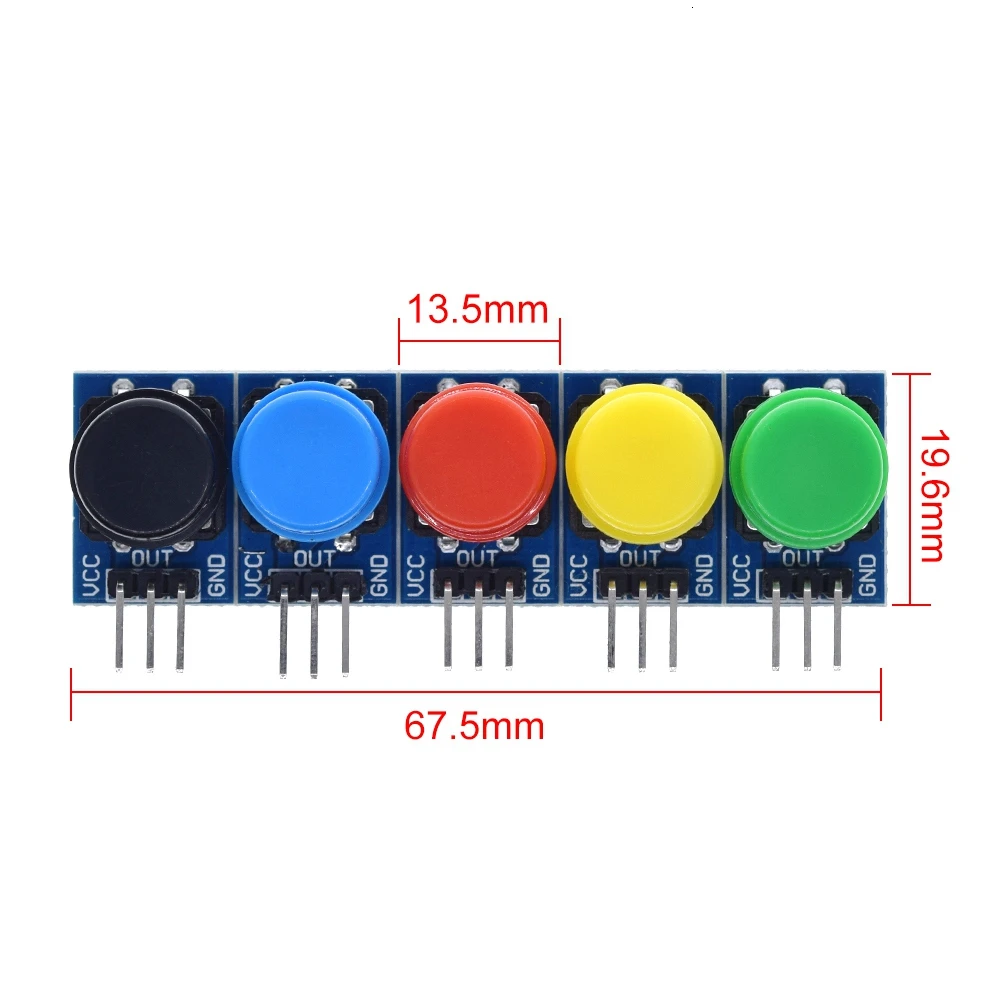 5 шт. 12X12 мм большой ключ модуль большая кнопка Модуль светильник сенсорный выключатель модуль с шляпой выход высокого уровня для arduino или raspberry pi 3
