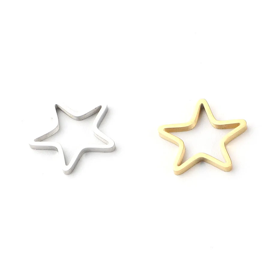 

20Pcs/Lot 15mm Hollow Star Connector Charms Mirror Polish Stainless Steel Charms For DIY Making Necklace Braid Bracelets Earring