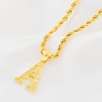 Anniyo A-Z Letters Necklaces Women Men Gold Plated Initial Pendant Rope Chain English Letter Jewelry Alphabet African #058002B 6