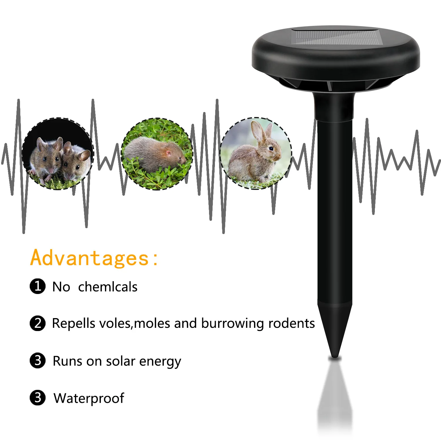 

2 pcs Solar Charged Ultrasonic Garden Lawn Drives Snake Drives Wild Boar Animal Drives