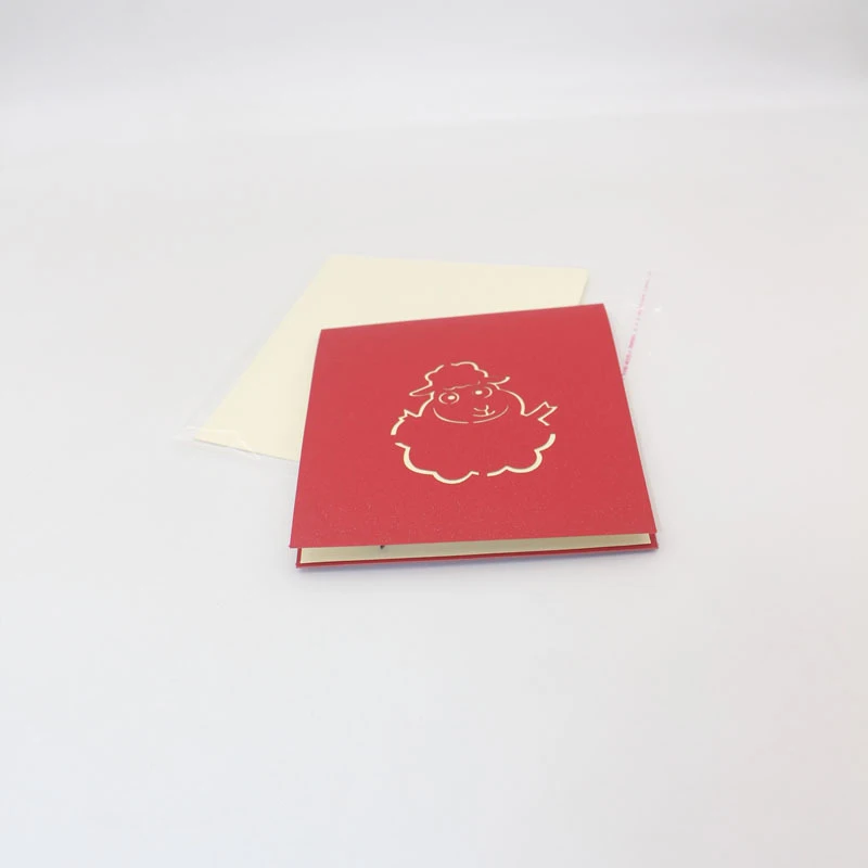  3D Handmade Cartoon Comic Sheep Paper Invitation Greeting Card PostCard Student Children's Day Kids - 4000336871835