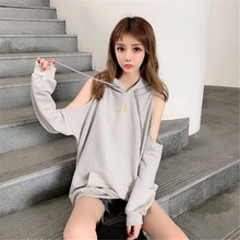 2020 Spring Autumn Women's Hooded Sweater Korean Style Of The New Lazy Wind Hooded Jacket All Matching For Strapless Loose 2020 Spring Autumn Women's Hooded Sweater Korean Style Of The New Lazy Wind Hooded Jacket All Matching For Strapless Loose