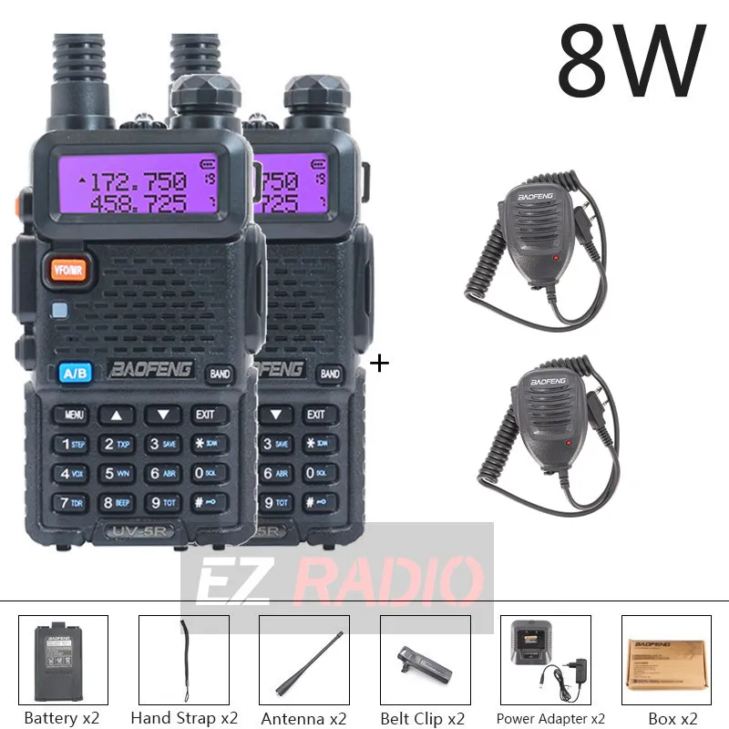 long range walkie talkies 50 miles Walkie Talkie Baofeng UV 5R Radio Station Two-way Ham Boafeng Radio 2PCS Powerful Dual VHF/UHF Walike Talkies for Hunting 10KM midland two way radios Walkie Talkie