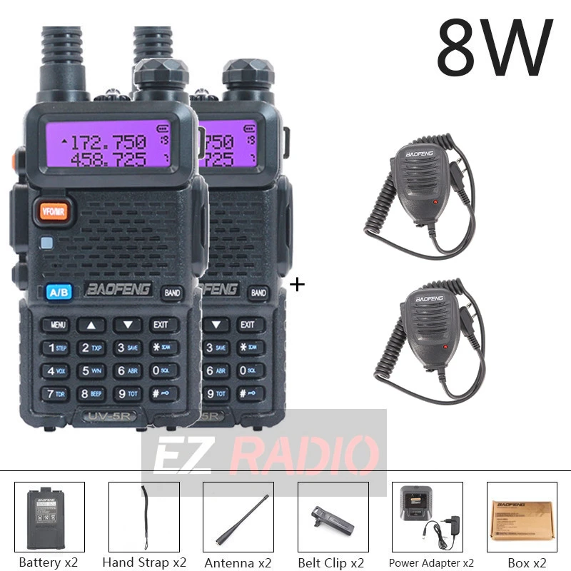 long range walkie talkies 50 miles Walkie Talkie Baofeng UV 5R Radio Station Two-way Ham Boafeng Radio 2PCS Powerful Dual VHF/UHF Walike Talkies for Hunting 10KM midland two way radios