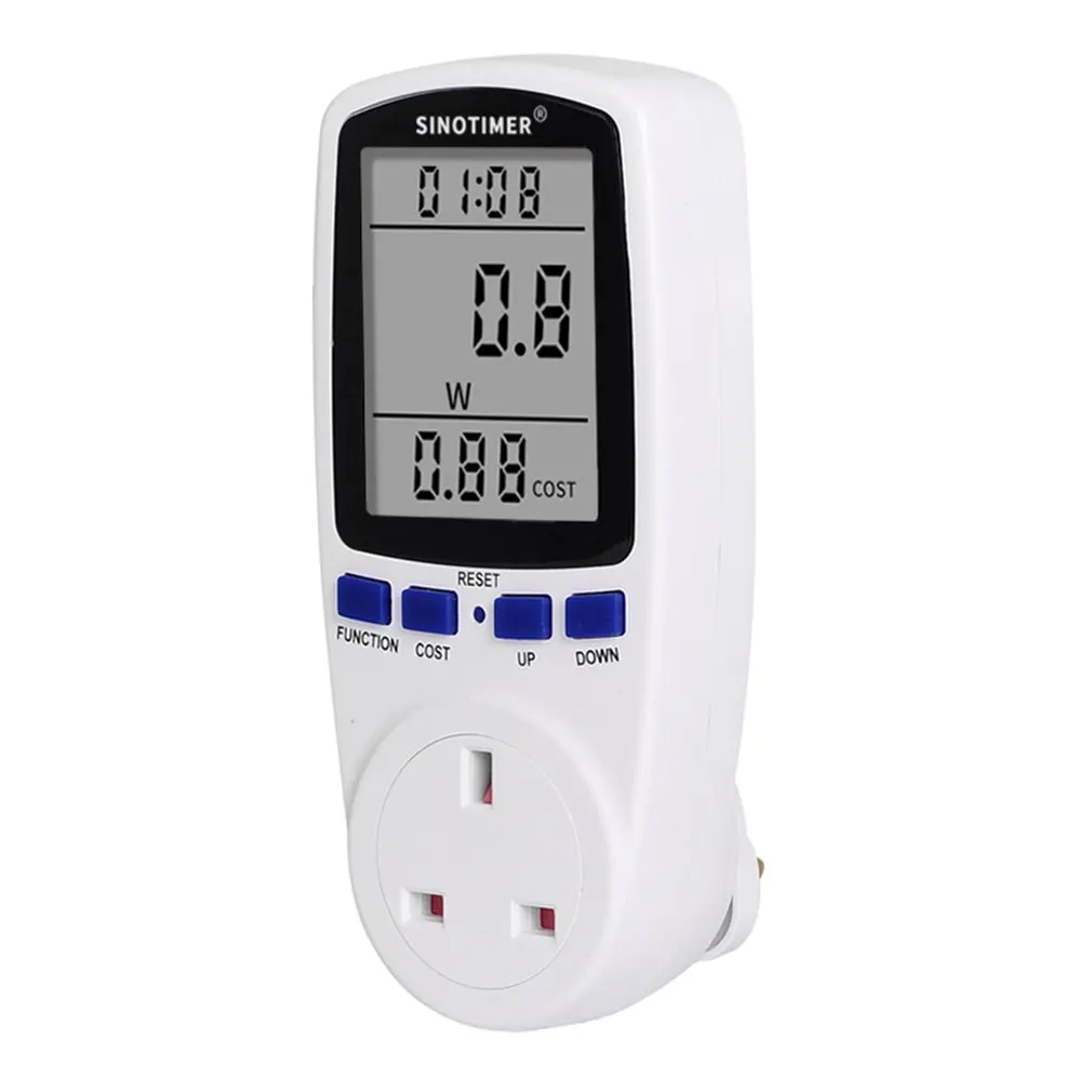 SINOTIMER DDS108 розетка цифровой Напряжение ваттметр Потребляемая мощность ватт счетчик энергии AC анализатор электроэнергии монитор - Цвет: UK