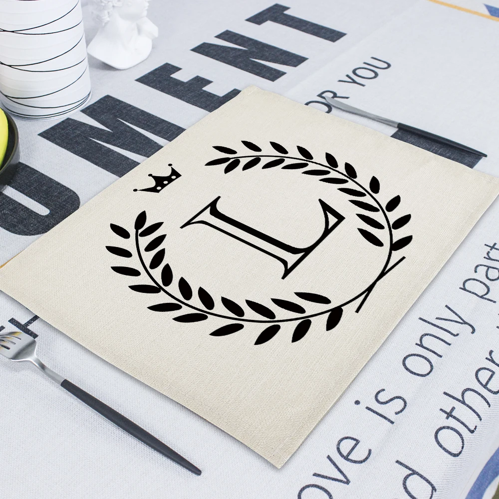 42*32cm Geometric Letter Wedding Napkin Dining Table Mat Drink Coasters Linen Pads Kitchen Table Mats Napkins Servilleta De Tela - Цвет: CD32-12