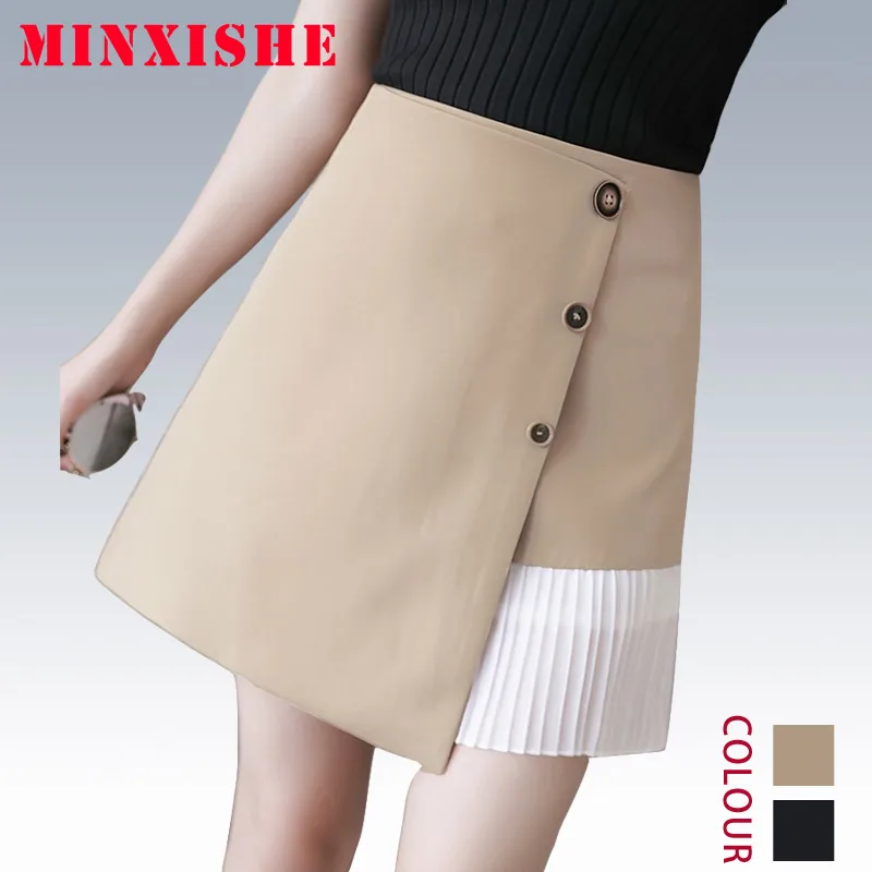 Khaki Юбки faldas jupe mujer женские femme лето осень сексуальные плиссированные юбки harajuku Короткие Мини Необычные черные юбки saias - Цвет: Khaki