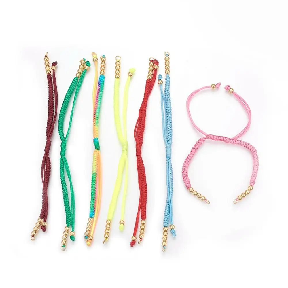 10/30pcs Adjustable Braided Nylon Cord for Connectors Charms Bracelets Jewelry Making Red Black 5-3/4&quot~6-1/8&quot(145~155mm) 5x2mm |