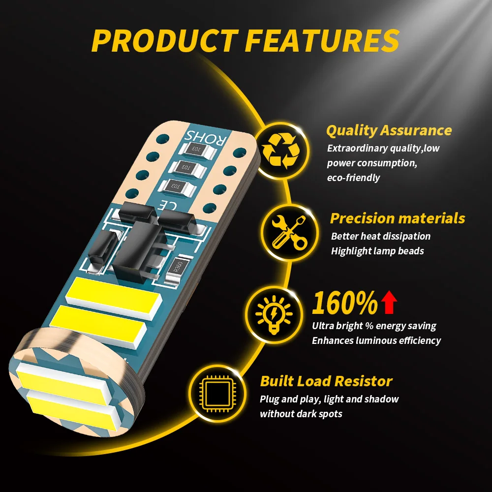 DXZ 50 шт. T10 W5W светодиодный светильник 6 SMD Canbus 168 194 6000K 12V белый интерьер автомобиля