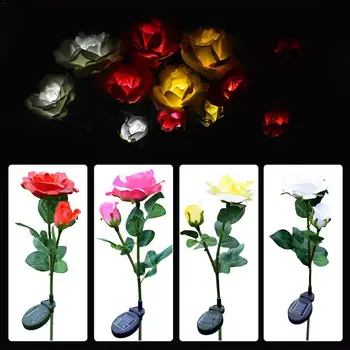 

2 Heads Solar Rose Flower Light Simulation Flower Outdoor Lawn Decoration Lamp Lamp Garden T2B5