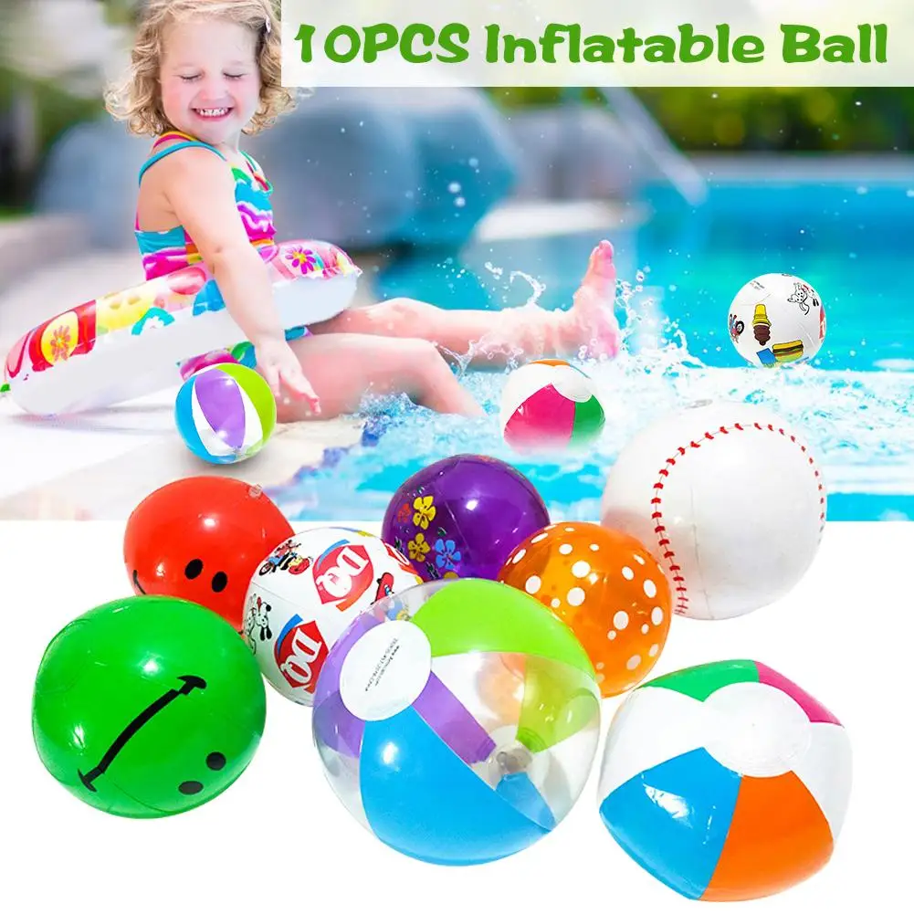 10PCS Inflatable Beach Ball PVC Water Toy Colorful Ball For Outdoor
