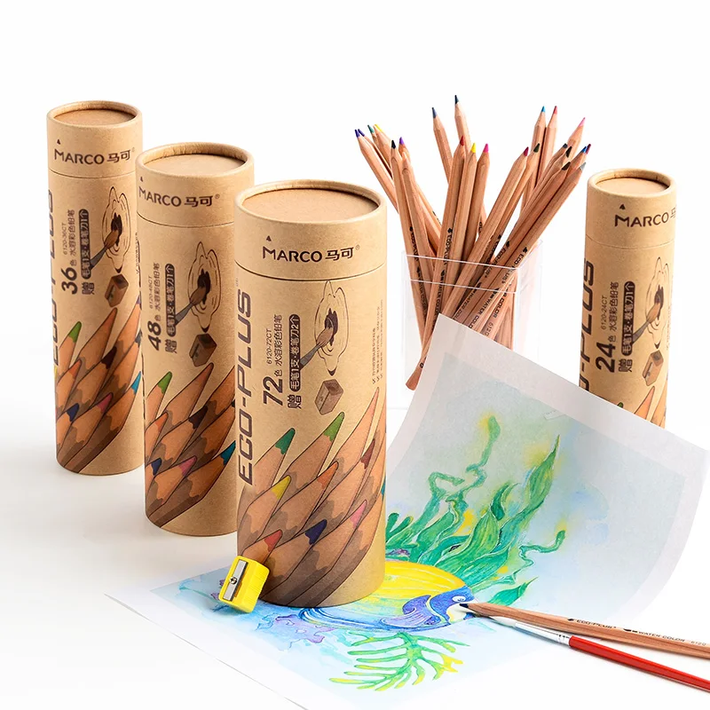 Billig Marco 6100 6120 Öl Wasser Löslich Farbe Holz Bleistift Anfänger Lernen Kunst Professionelle Malerei Rohr Verpackung