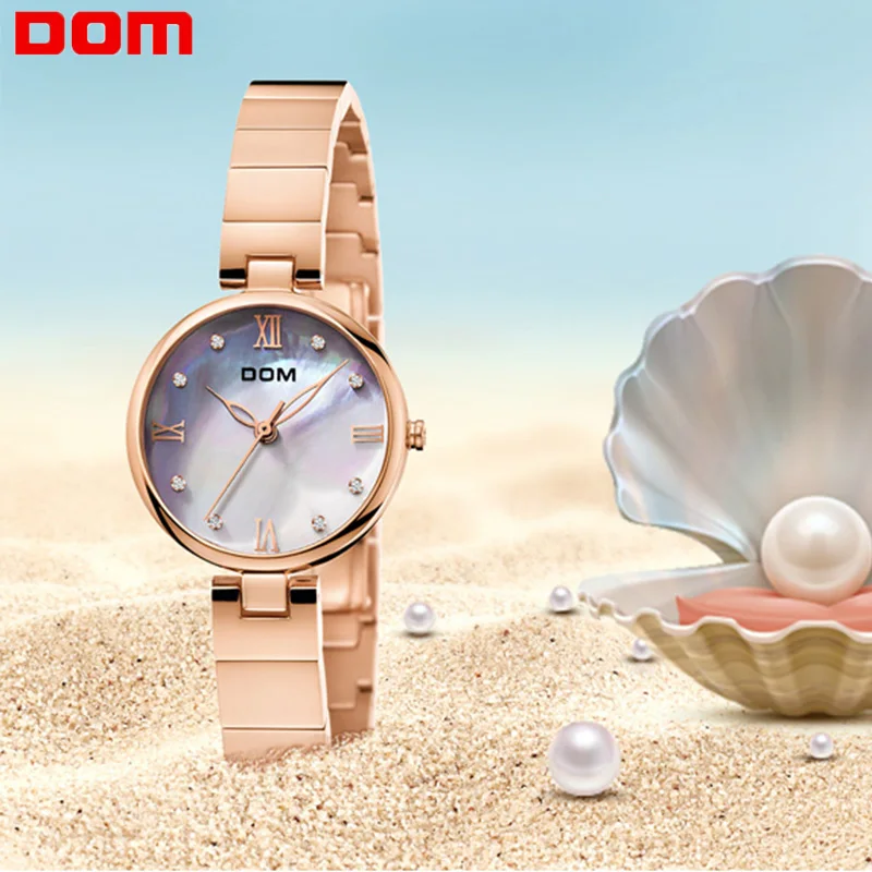 

DOM Ocean Series Watches Women Casual Fashion Lady Quartz Clock Valentine Gift Rose Gold/Silver Women's Wrist Watch 2019 New
