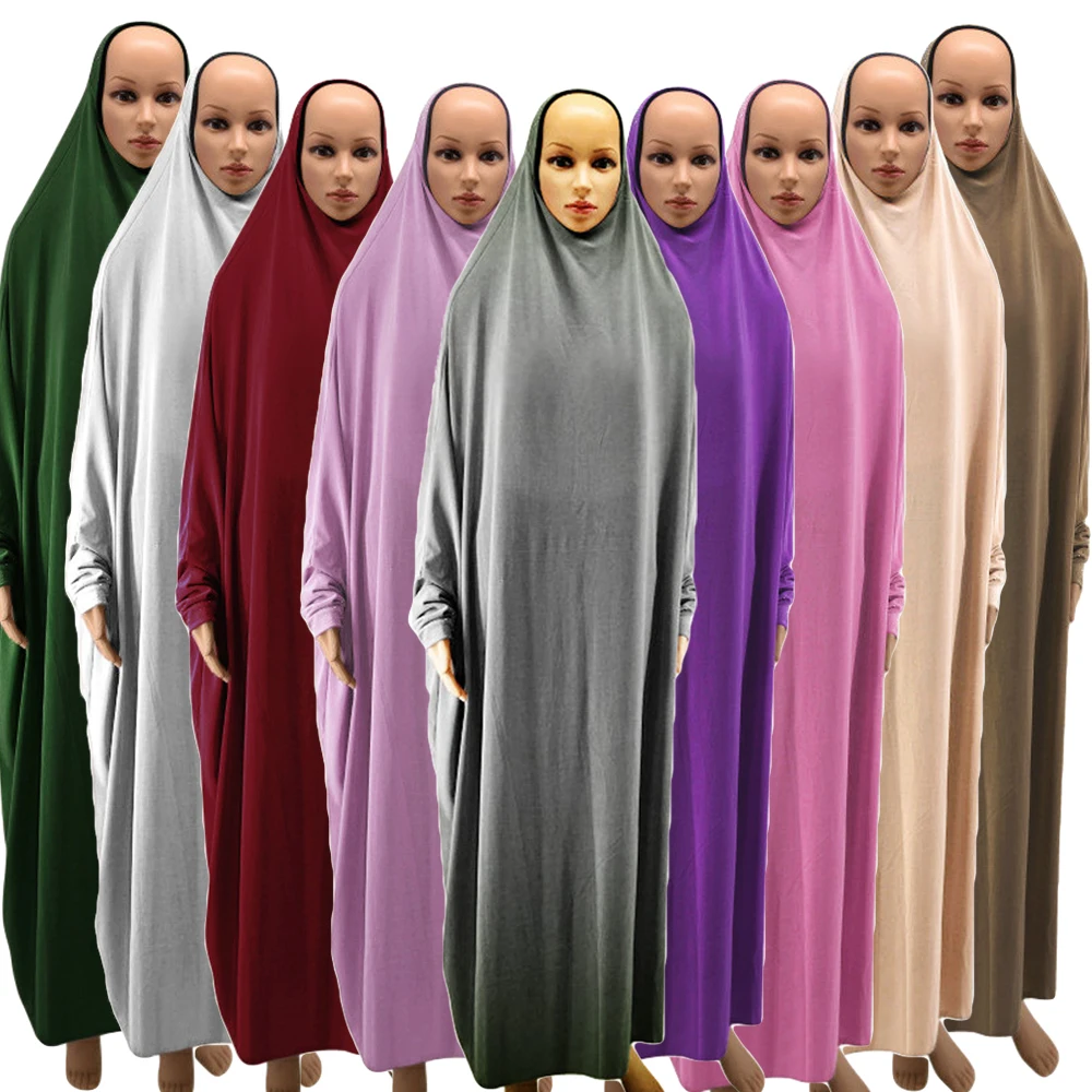 

Muslim Women Prayer Abaya Jilbab Hooded Burqa Niqab Maxi Dress Arab Hijab Robe Islamic Khimar Veil Niqab Loose Ramadan Clothing