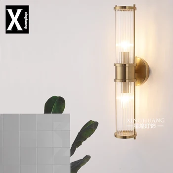 

New modern simple light luxury glass tube wall lamp Nordic background wall lamp aisle room bedside fashion creative lighting