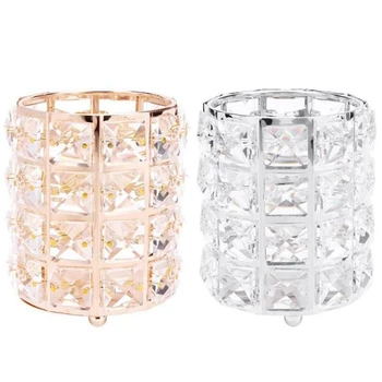

Europe Metal Makeup Brush Storage Tube Eyebrow Pencil Makeup Organizer Bead Crystal Jewelry Storage Box