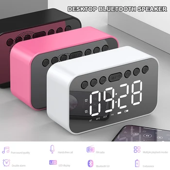 

Digital LED Alarm Clock FM Radio Mirror Display Table Clock Wireless Bluetooth Multi-function Speaker Music Player Desk Watch