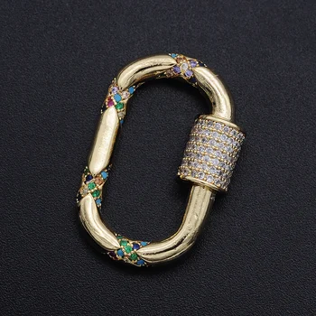 

20x29mm Rainbow CZ Zircon Spiral Lock Hook diy Jewelry Clasp Wholesale Necklace Making Locks Fashion Jewellery Locks