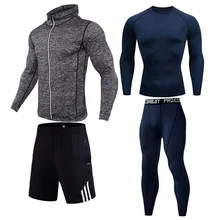 Мужское длинное зимнее термобелье 4 шт спортивный костюм Спортивные Компрессионные костюмы спортивный костюм тренировочный комплект Мужской полный костюм спортивный костюм