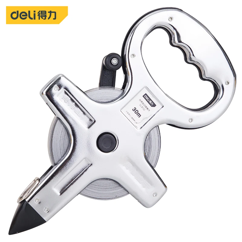 Deli Portable Metric 30-50M Thickening Open Reel Steel Tape Measure With Shelf For Woodworking Construction ABS Measuring Tools