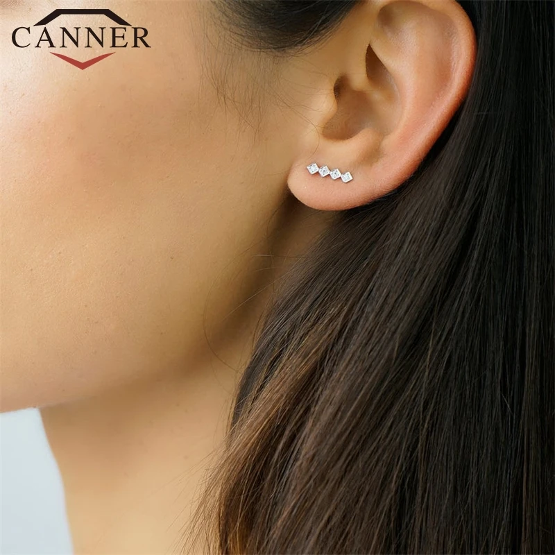 925 пробы, серебряные, простые, стразы, каффы, серьги, золотые, серебряные, пирсинг ушей, клипсы, хрящи, серьги-гвоздики для женщин