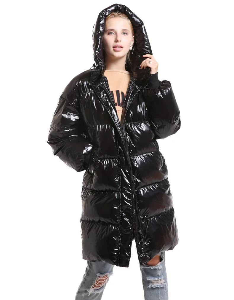 Водонепроницаемая куртка на утином пуху женская зимняя верхняя одежда с капюшоном пальто Женская длинная Повседневная легкая ультра тонкая теплая пуховая куртка