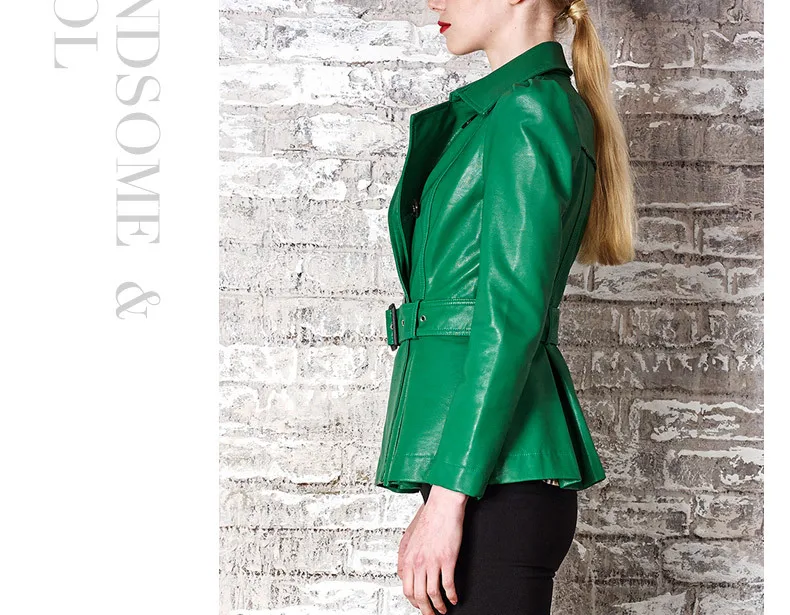 Women Jacket Leather Top Fashion New 2020 Long Double Breasted Trench