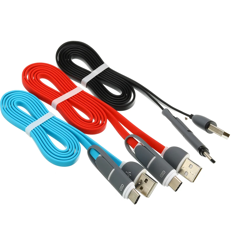 

2 in 1 USB Cable Multi Fast Charge Charger Micro USB Cable 2 in 1 Mobile Phone USB Type C Cable For iPhone Samsung Xiaomi