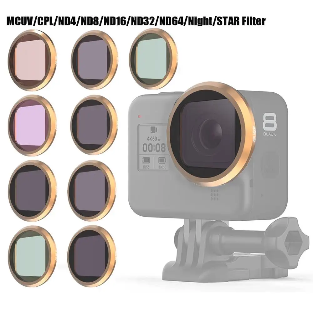Фильтры для объектива камеры MCUV CPL ND4 ND8 ND16 ND32 ND64 для GoPro Hero8 Black Action camera Hero 8 фильтры#1103