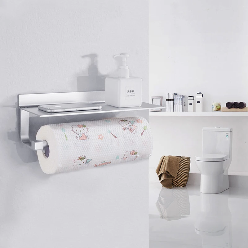 Держатель для туалетной бумаги, алюминиевая многофункциональная кухонная стойка для хранения, настенная вешалка для туалетной бумаги, полки для ванной комнаты, аксессуары