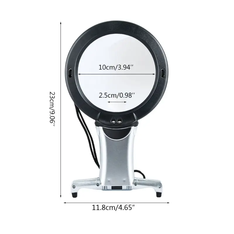 100mm 핸즈프리 LED 루페 조명 보석 독서 돋보기 목 착용 확대경, 노인을 위한 바느질 크로스 스티치 자수