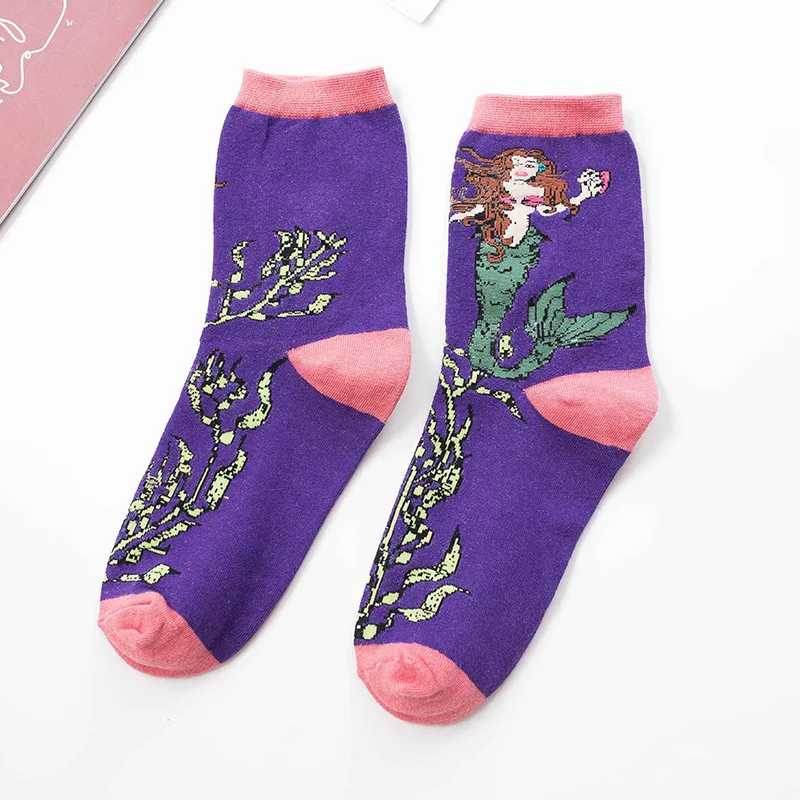 Jeseca/милые женские носки с принтом животных из мультфильма, осенне-зимние модные женские винтажные уличные носки Harajuku, рождественские носки, подарки